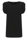Fay Round Neck Cap Sleeves Blouse In Black