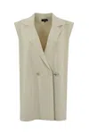 Fay Viscose Knit Vest With Hook In Bianco
