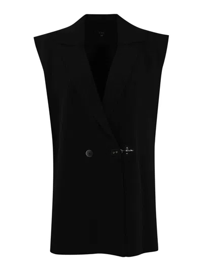 Fay Viscose Knit Vest With Hook In Black