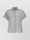 Fay Viscose Silk Striped Sailor Collar Shirt In Gray