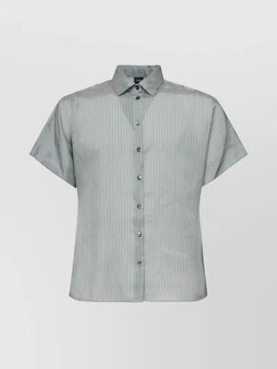 Fay Viscose Silk Striped Sailor Collar Shirt