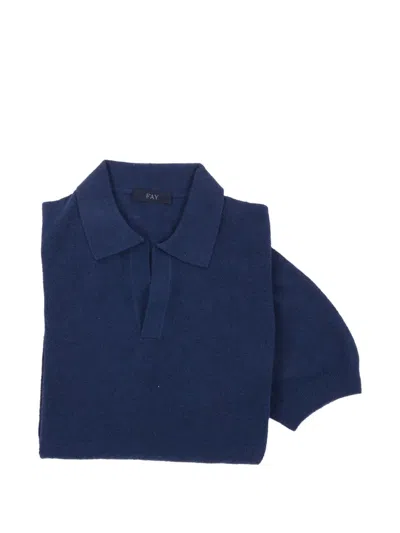 Fay Textured Short Sleeve Classic Polo Shirt In Blue