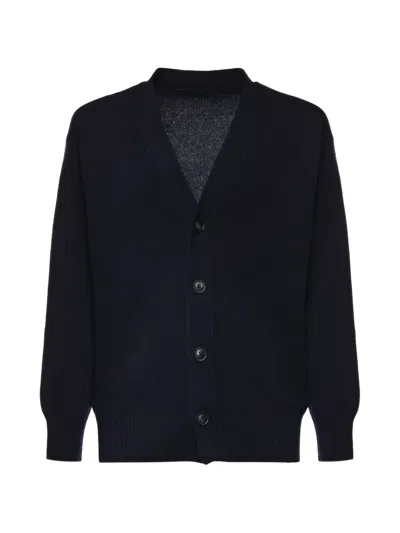 Fay V-neck Wool Cardigan In Blue