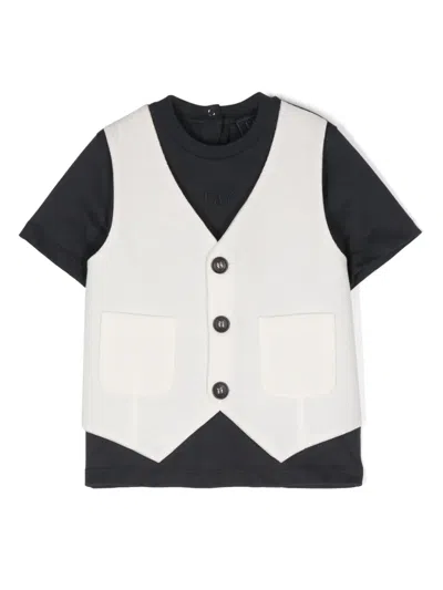 Fay Babies' Waistcoat-layered T-shirt In Blue