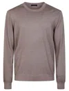 Fay Walnut Virgin Wool Sweater With Iconic Embroidered Logo In Brown