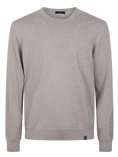 Fay Walnut Virgin Wool Sweater With Iconic Logo Detail In Gray