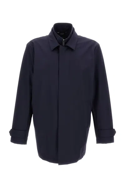 Fay Water-repellent Morning Coat With Structured Design In Blue