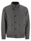 Fay Water-repellent Wool Flannel Bomber Jacket In Gray