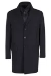Fay Double-breasted Stand-up Collar Padded Coat In Blue