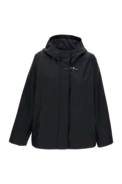 Fay Water-repellent Technical Poplin Short Parka In Black