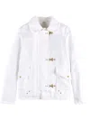 Fay Classic White Jacket With Collar And Gold-tone Hardware In White
