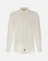 Fay Milky White Linen Shirt With Italian Made Regular Fit In White