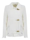 Fay Classic White Jacket With Collar And Gold-tone Hardware In White