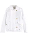 Fay Classic White Jacket With Collar And Gold-tone Hardware In White
