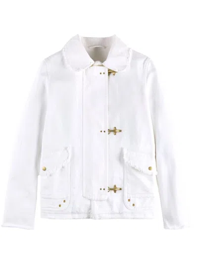 Fay White Jacket With Frayed Edges