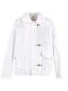 Fay Classic White Jacket With Collar And Gold-tone Hardware
