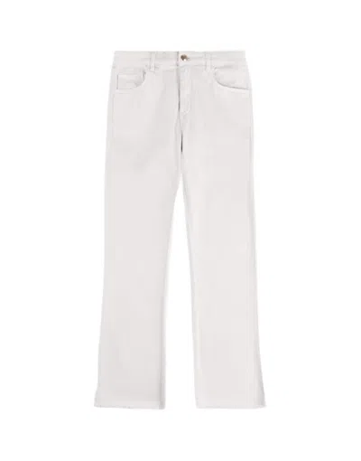 Fay White Skinny Trousers With Frayed Hem