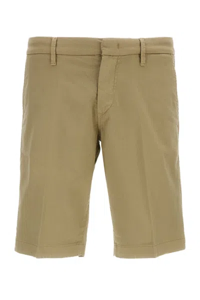 Fay White Stretch Cotton Chino Shorts In Green