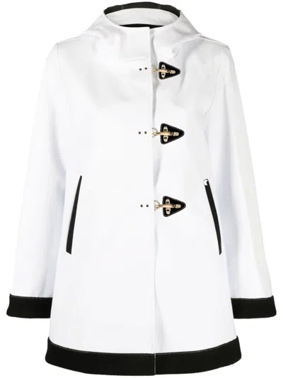 FAY WOMEN WHITE TOGGLE-FASTENING COAT, S LUXURY TRENCH COATS FOR WOMEN DARVEYS