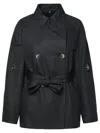 FAY FAY WOMAN FAY DOUBLE-BREASTED SHORT BLACK COTTON TRENCH COAT