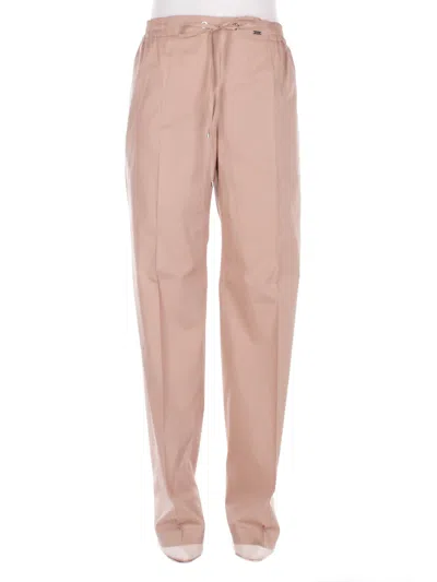 Fay Woman Trousers Ntw8152487 Szdhc603 Easy Pant With Coulisse Dark Beige Plaques In Pink