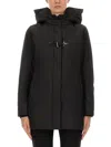 Fay Toggle Coat In Black Wool Blend Fabric In Black