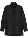 Fay Technical Poplin Virginia Overcoat With Adjustable Drawstring In Black
