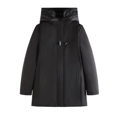 FAY WOMEN'S COATS FAY - TOGGLE COAT IN TECHNICAL GABARDINE - BLACK