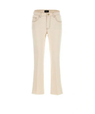 Fay Women Cropped Denim Pants In Neutral