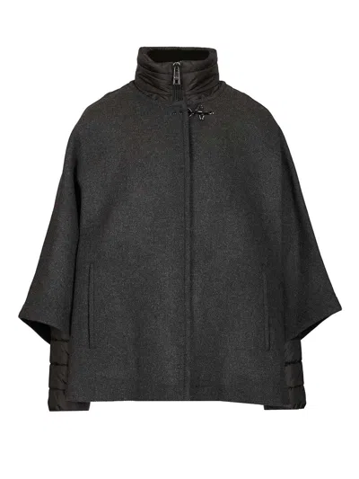 Fay Women Double Cap With Quilted Details In Gray