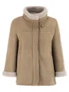 Fay Women Leather Shealing Cape In Multi