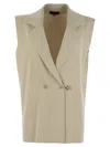 Fay Viscose Knit Vest With Hook In Cream