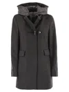 Fay Toggle Coat In Mélange Wool Cloth In Black
