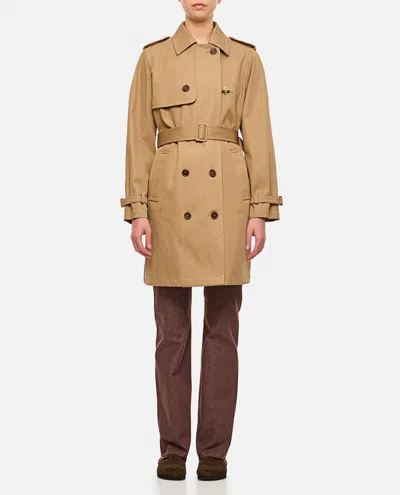 Fay Double-breasted Trench Coat With Adjustable Straps And Classic Design In Brown