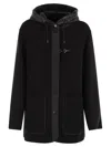 Fay Women Two-material Wool And Cashmere Caban Coat In Black