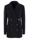 Fay Wool And Cashmere Peacoat In Blue