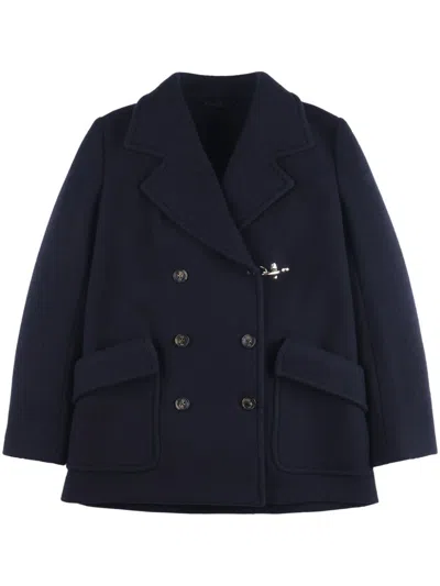 Fay Women Wool Pacoat In Blue