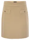 Fay Short Skirt With Boucle Details In Cream