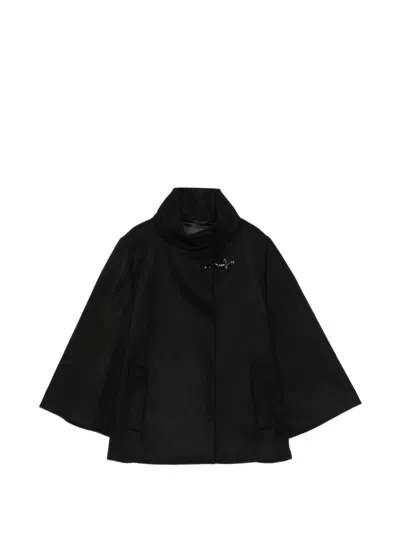 Fay Wool And Cashmere Cape In Black