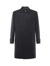 Fay Button-fastening Welt-pocket Coat In Blue