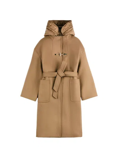 Fay Wool And Cashmere Coat In Camel