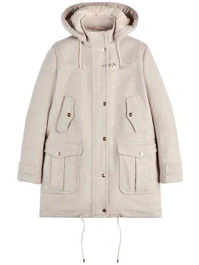 Fay Wool And Cashmere Parka In Neutral