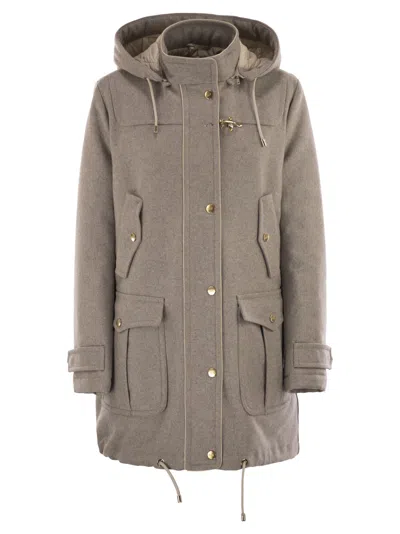 Fay Wool And Cashmere Parka In Brown