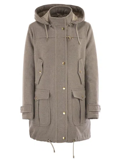 Fay Wool And Cashmere Parka In Gray