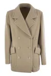 Fay Wool And Cashmere Peacoat In Neutral