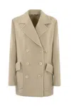 Fay Wool And Cashmere Peacoat In Naturale