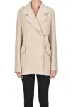 Fay Back Belted Double-breasted Lapels Cuffs Pockets In Neutral