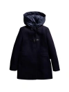 Fay Toggle Coat In Black Wool Blend Fabric In Black