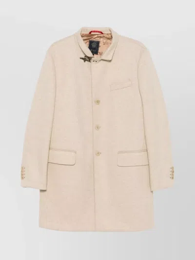 Fay Wool Blend Double-breasted Coat With High Neck In Neutrals