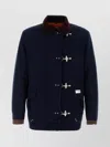 Fay Wool Blend Jacket With Front Pockets And Contrast Collar In Blue